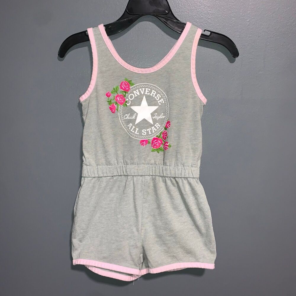 Converse All Stars Chuck Taylor Girls 3T Sleeveless Romper Gray Pink